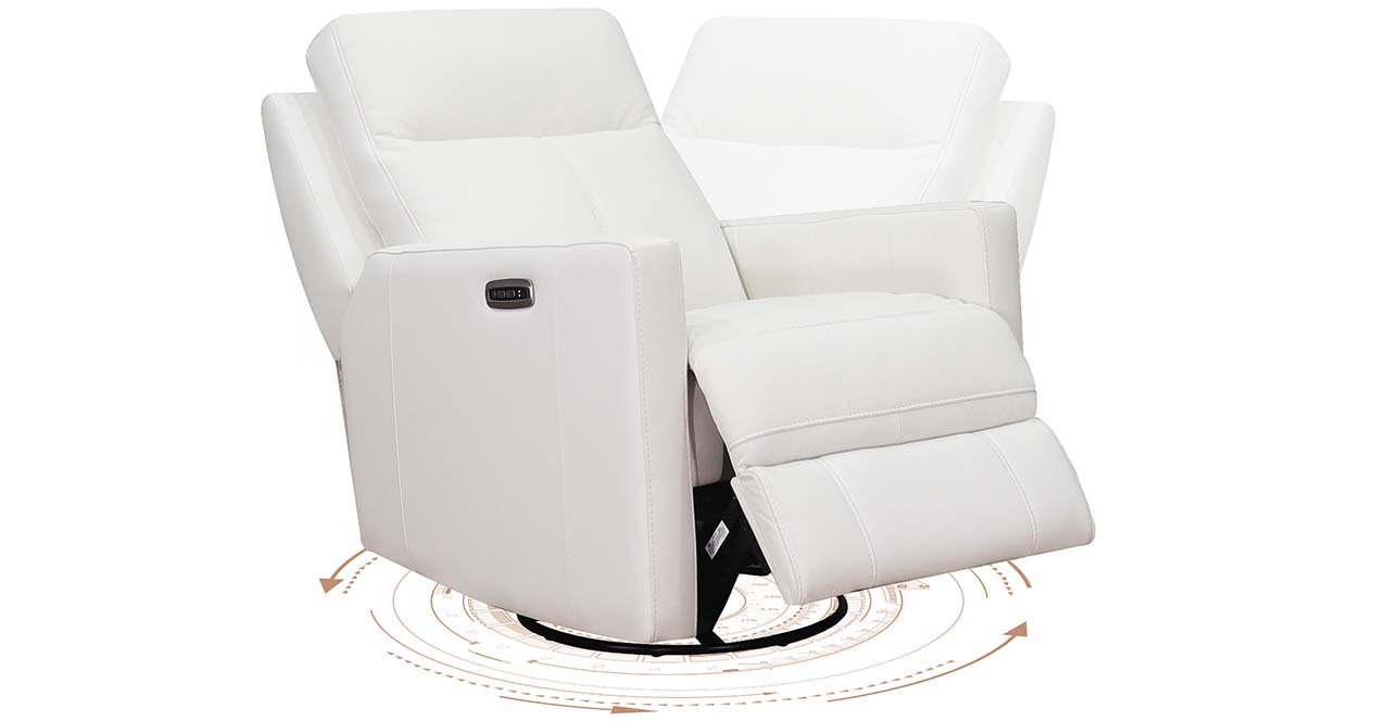 Vienna Power Headrest Swivel Glider Leather Recliner